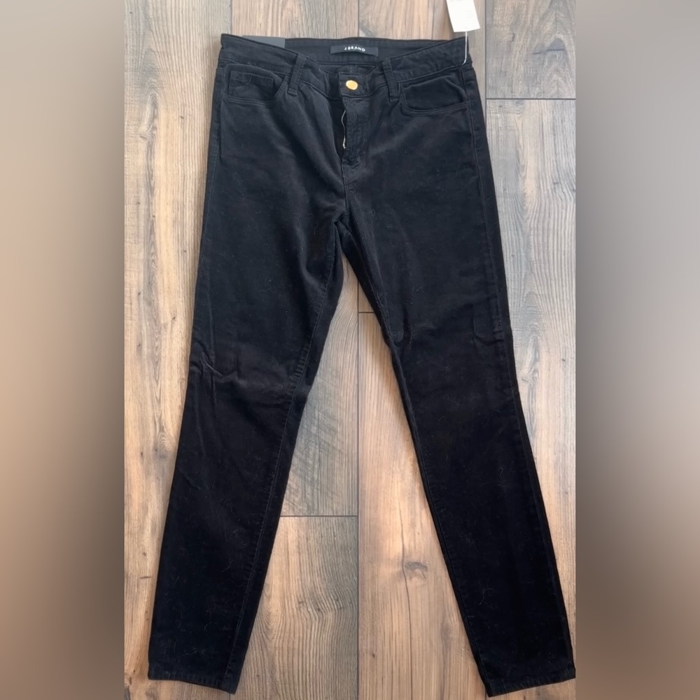 NWT J Brand 811 Black Velvet Corduroy Skinny Jeans